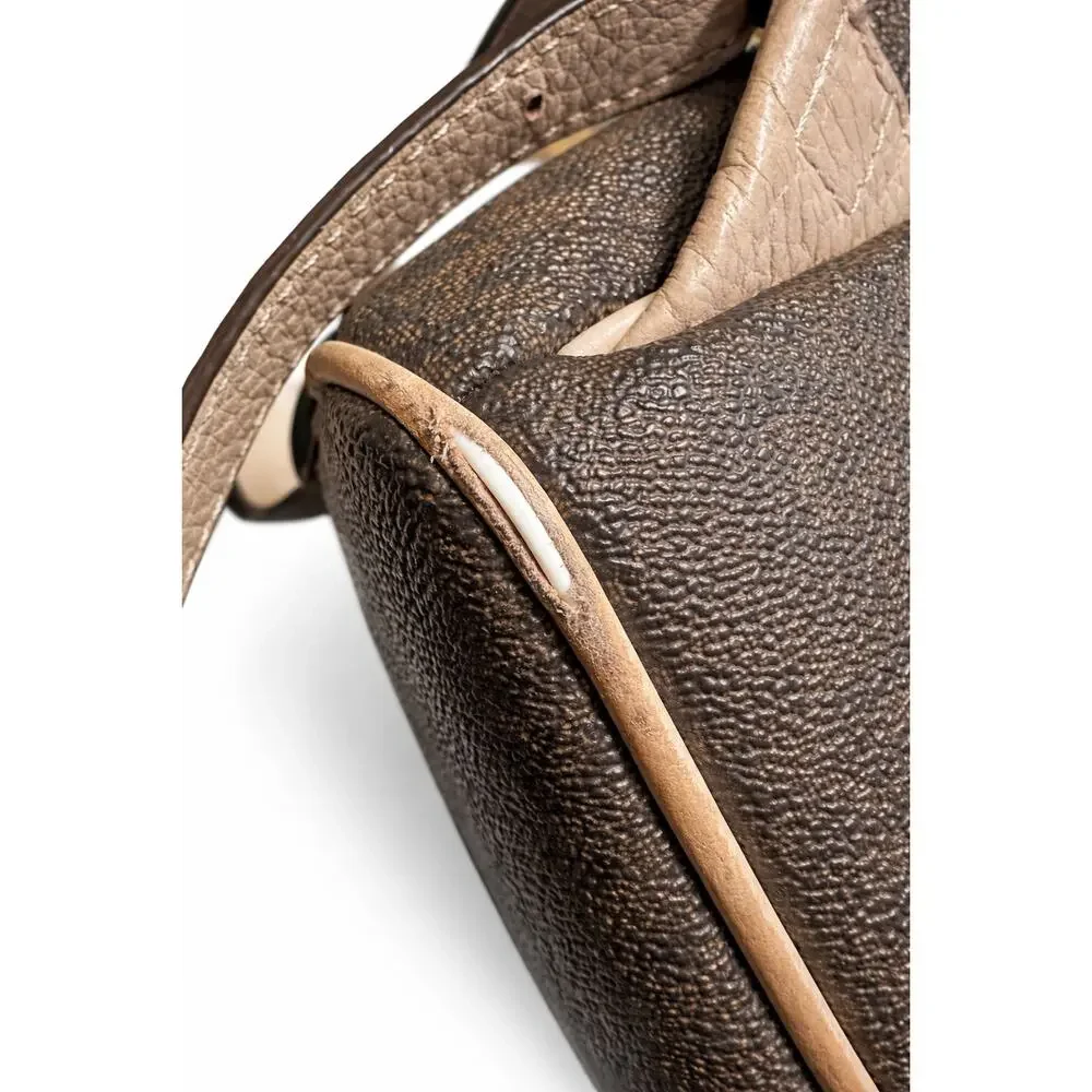 Michael Kors Signature Brown Dome‎ Crossbody Bag Pink Trim